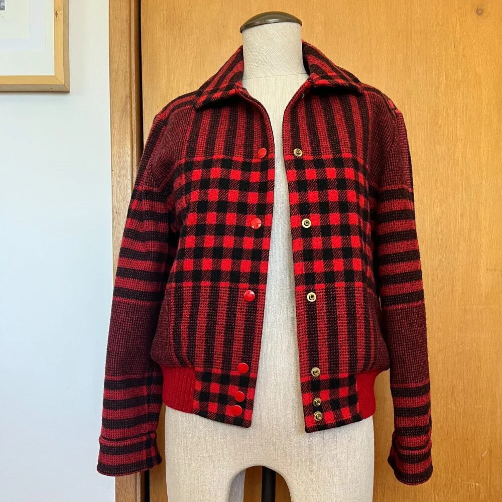 Vintage PENDLETON plaid jacket | red & black - Picture 2 of 7